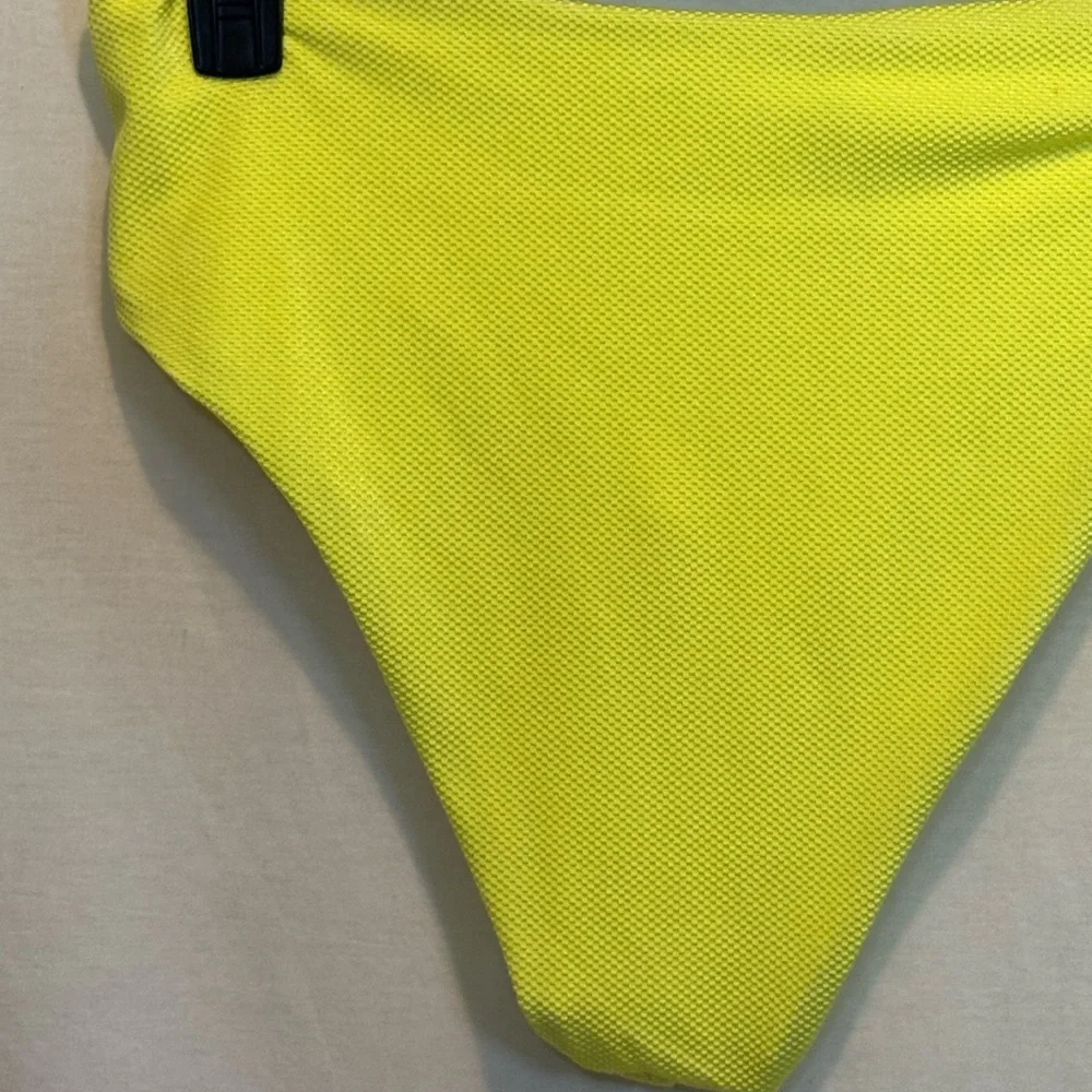 AA-622 Aerie NWT High Cut Cheeky Yellow Lined Summer Swim Bikini Bottoms Size XL